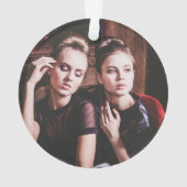 Kaukasisch lesbische paar sneeuwman DIY foto Ormen Ornament (achterkant)