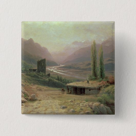 Kaukasische Canyon, 1893 Vierkante Button 5,1 Cm (Voorkant)