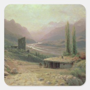 Kaukasische Canyon, 1893 Vierkante Sticker