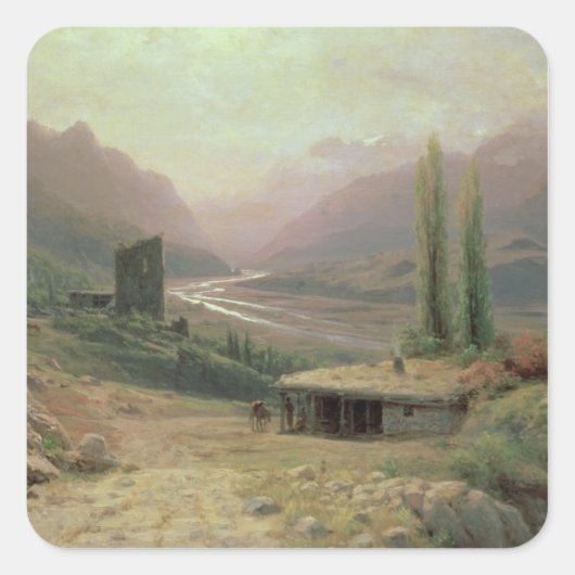 Kaukasische Canyon, 1893 Vierkante Sticker (Voorkant)
