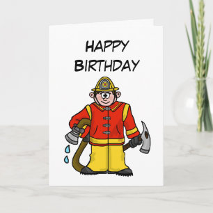Kaukasische Cartoon brandweerman Kaart aanpassen!