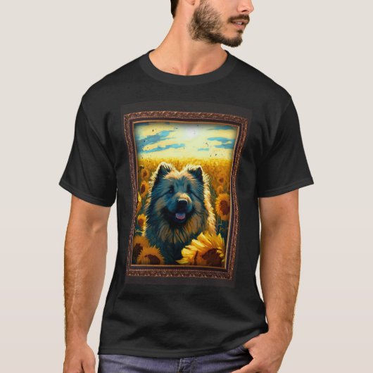 Kaukasische herder schilderen Zonnebloem Bloem Moe T-shirt (Voorkant)