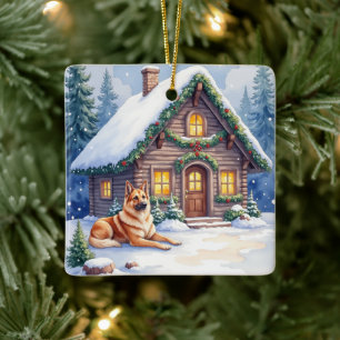 Kaukasische Herdershond Berghut Kerstmis Keramisch Ornament
