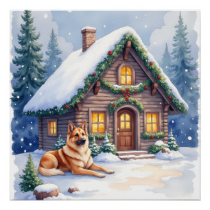 Kaukasische Herdershond Berghut Kerstmis Perfect Poster