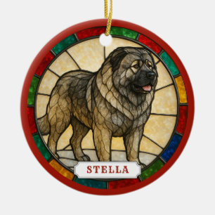 Kaukasische Herdershond Keramische Cirkel Ornament