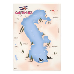 Kaukasische Zee Vintage Stijl Kaart Reisposter Foto Afdruk