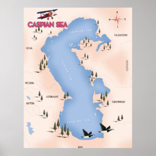 Kaukasische Zee vintage stijl kaart reisposter Poster