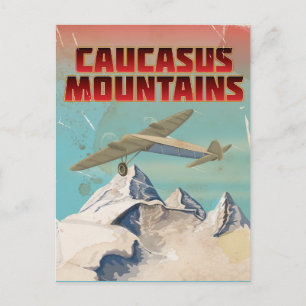 Kaukasus bergen vintage reisposter briefkaart