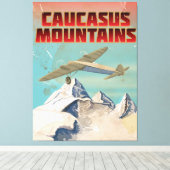 Kaukasus bergen vintage reisposter canvas afdruk (Insitu (Houten vloer))