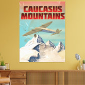 Kaukasus bergen vintage reisposter canvas afdruk (Insitu (Woonkamer))