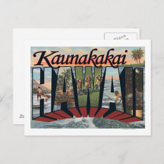 Kaunakakai, Hawaii - Grote letterscènes Briefkaart (Voorkant / Achterkant)
