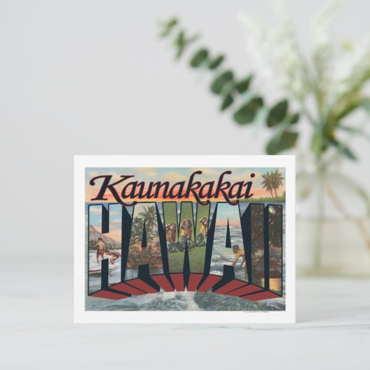 Kaunakakai, Hawaii - Grote letterscènes Briefkaart (Staand voorkant)