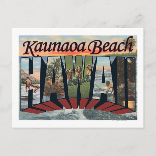 Kaunaoa Beach, Hawaii - grote letterscènes Briefkaart (Voorkant)
