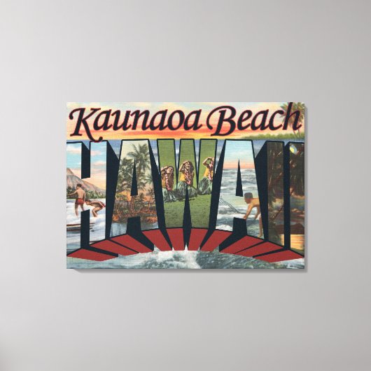 Kaunaoa Beach, Hawaii - grote letterscènes Canvas Afdruk (Voorkant)