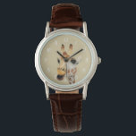 "Kauw" Giraffe Waterverf schilderij Horloge<br><div class="desc">Ik nam een afbeelding van deze giraffe (gebruikt als referentie voor dit schilderij) in Como Zoo in St.Paul,  MN. Ze was druk met eten en kauwen op haar eten. Dit werd geschilderd op Arches warm geperst papier met Daniel Smith waterverf verf.</div>