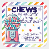 Kauw op de juiste zorg voor uw dierbaren - Gumball Vierkante Sticker (Voorkant)