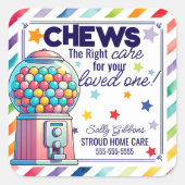 Kauw op de juiste zorg voor uw dierbaren - Gumball Vierkante Sticker (Voorkant)