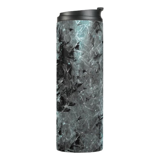 Kauwblauwe en zwarte textuur thermosbeker (Gedraaid links)