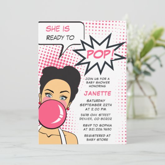 Kauwgom Klaar om te Spatten Meisje Baby Shower Kaart (Staand voorkant)