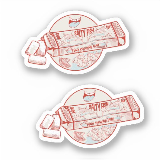 Kauwgom met smaak van tonijn sticker (Voorkant)