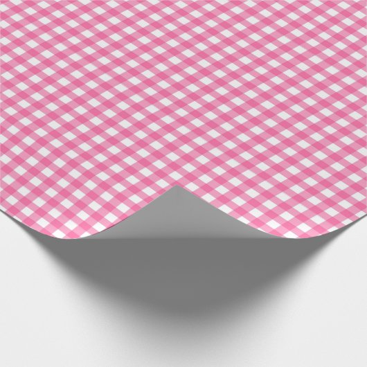 Kauwgum roze | Wappapier van witte gingham Cadeaupapier (Hoek)