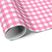 Kauwgum roze | Wappapier van witte gingham Cadeaupapier (Rol Hoek)