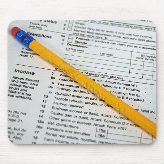 Kauwpotlood op IRS-formulier Muismat (Voorkant)