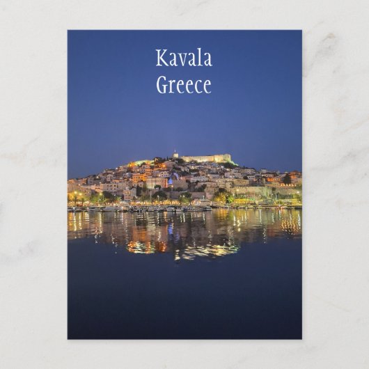 Kavala Griekenland 's nachts Briefkaart (Voorkant)