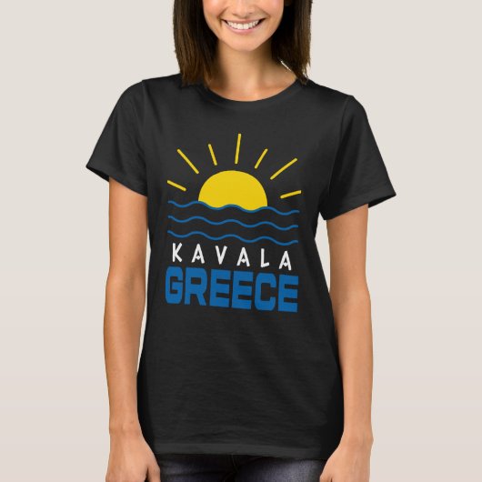 Kavala Griekenland zon en Zee golven vrouwen T-shirt (Voorkant)