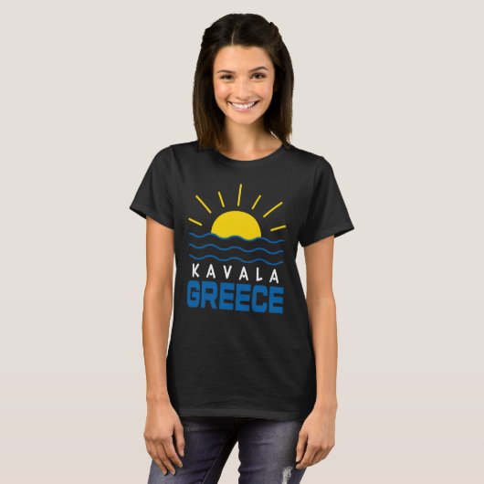 Kavala Griekenland zon en Zee golven vrouwen T-shirt (Voorkant volledig)
