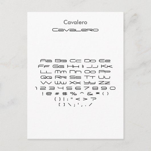 Kavalero - Zazzle-lettertypemonster Briefkaart (Voorkant)