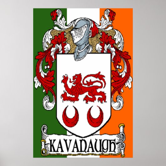 Kavanaugh Coat of Arms Irish Flag Print (Voorkant)