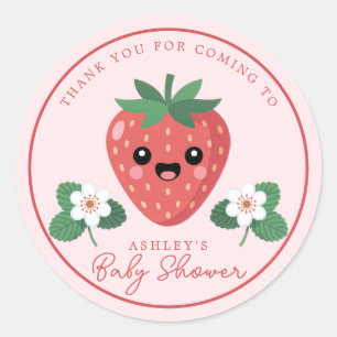 Kawai Aardbei Baby Shower Bedankt Ronde Sticker