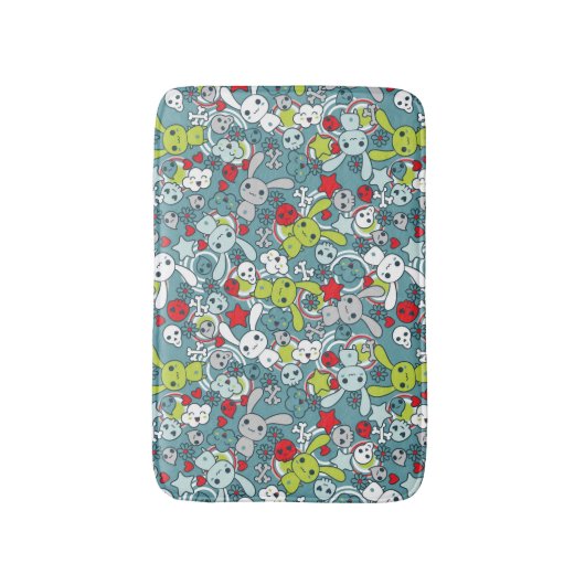 kawaï blauw patroon badmat (Voorkant Verticaal)