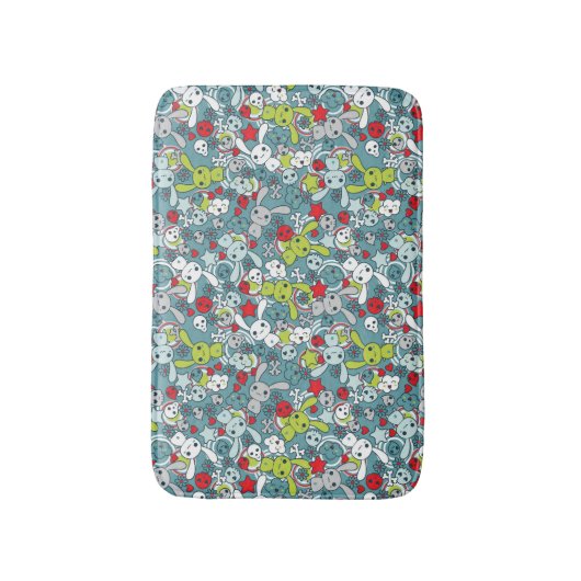 kawaï blauw patroon badmat (Voorkant Verticaal)