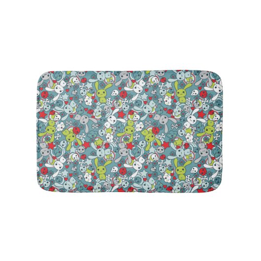 kawaï blauw patroon badmat (Voorkant)