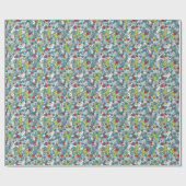 kawaï blauw patroon cadeaupapier (Vlak)