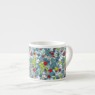 kawaï blauw patroon espresso kop