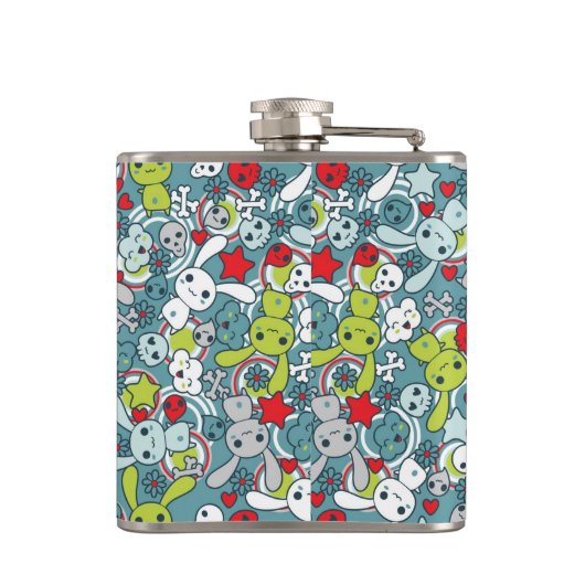 kawaï blauw patroon heupfles (Achterkant)