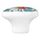 kawaï blauw patroon keramische knop (Zijkant)