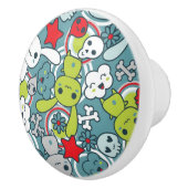 kawaï blauw patroon keramische knop (Rechts)