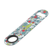 kawaï blauw patroon speed flessenopener (Achterkant Gekanteld)