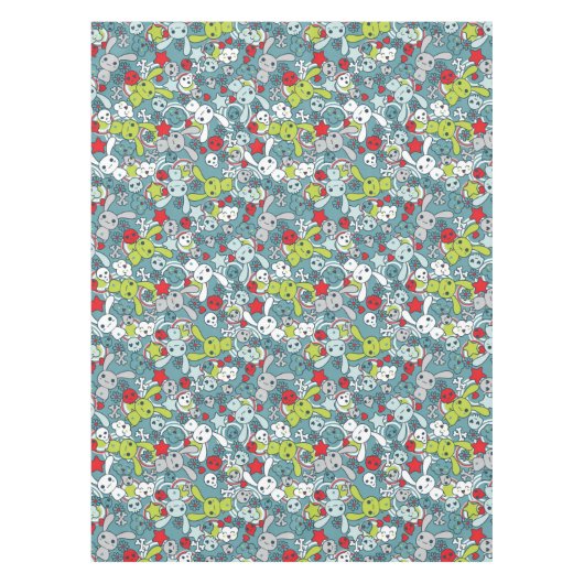 kawaï blauw patroon tafelkleed (Voorkant)