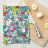 kawaï blauw patroon theedoek (Quarter Fold)