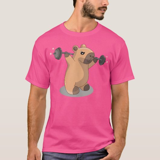 Kawai Capybara bodybuilder gewichtheffer Barbell G T-shirt (Voorkant)