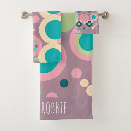 Kawai Cirkel Roze Navy Isometrisch Patroon Bad Handdoek (Insitu)