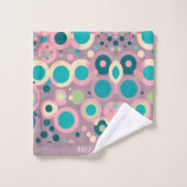 Kawai Cirkel Roze Navy Isometrisch Patroon Bad Handdoek (Wasdoekje)