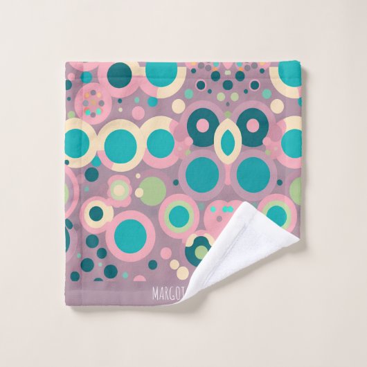 Kawai Cirkel Roze Navy Isometrisch Patroon Bad Handdoek (Wasdoekje)