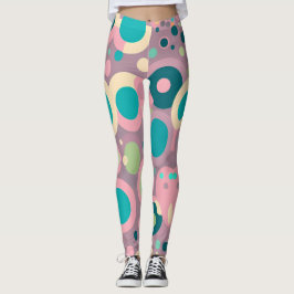 Kawai Cirkel Roze Navy Isometrisch Patroon Leggings