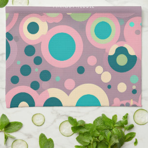 Kawai Cirkel Roze Navy Isometrisch Patroon Theedoek